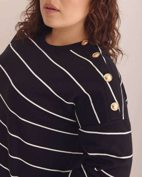 Dropped Shoulder Sweatshirt with Buttons