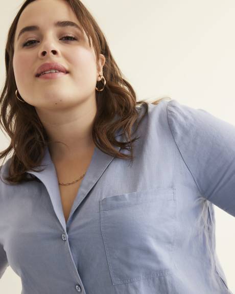 Linen Blend Buttoned-Down Shirt