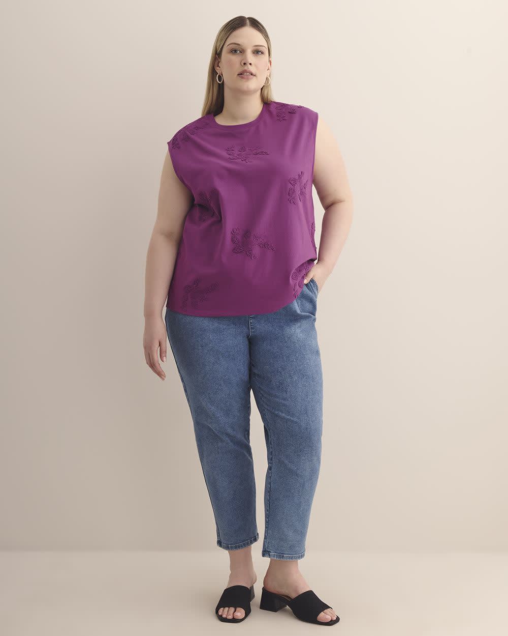 Sleeveless Tank with 3D Floral Detail