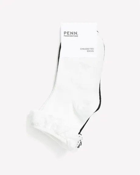 Ankle Socks with Eyelet Trim Details, Pack of 2
