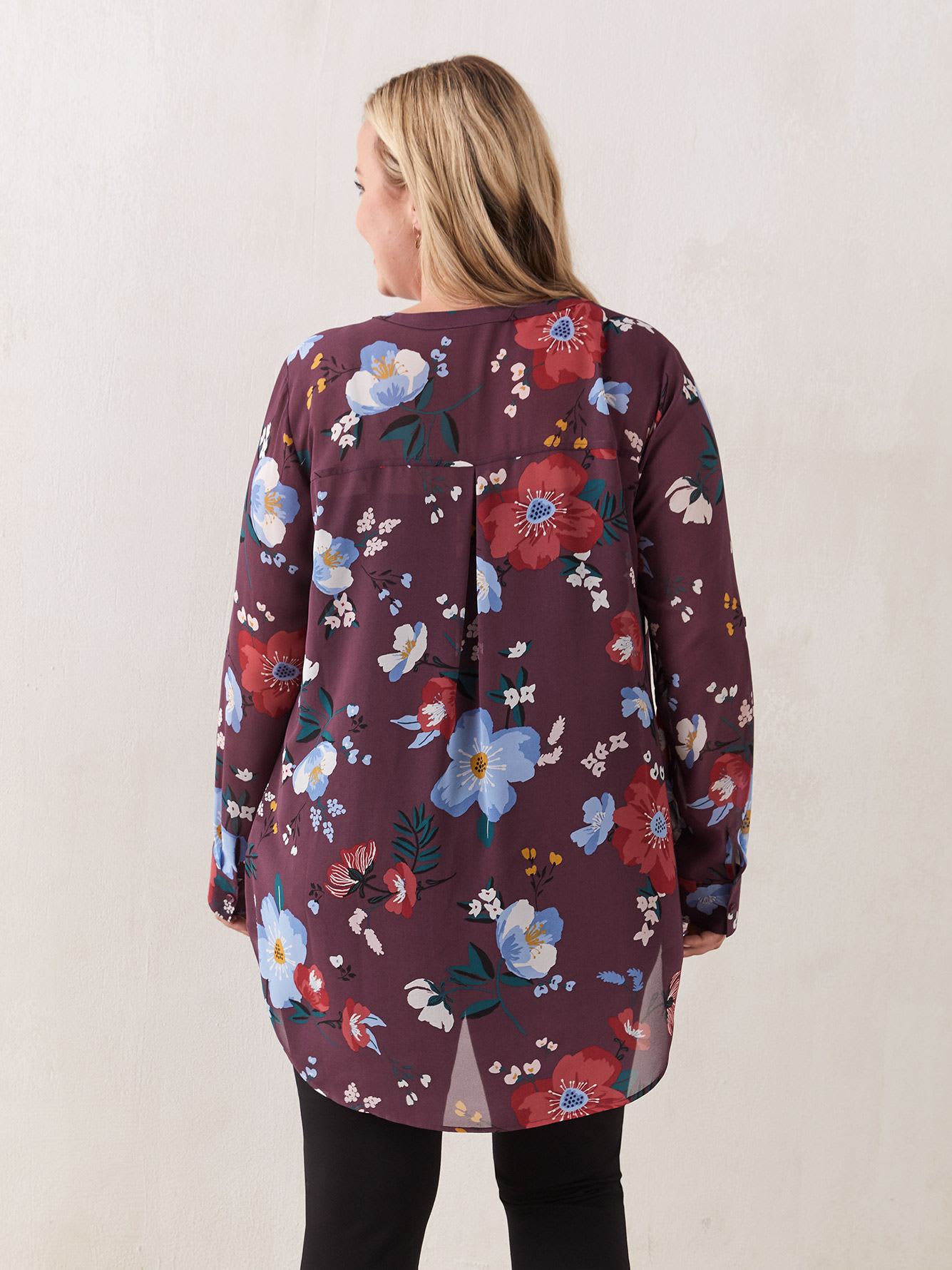 Printed ButtonDown Tunic Blouse In Every Story Penningtons