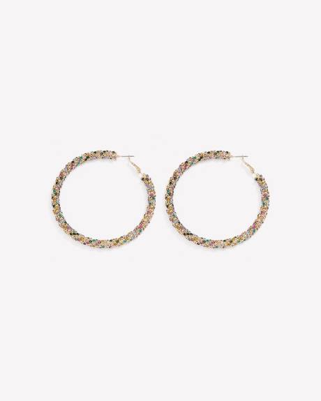 Large Golden Twisted Hoop Earrings
