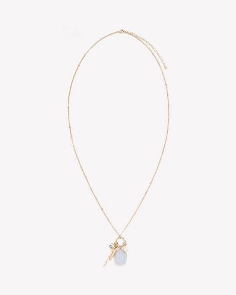 Long Golden Necklace with Multiple Pendants