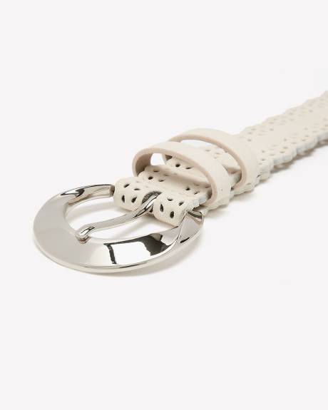 Scalloped Perforated Denim Belt