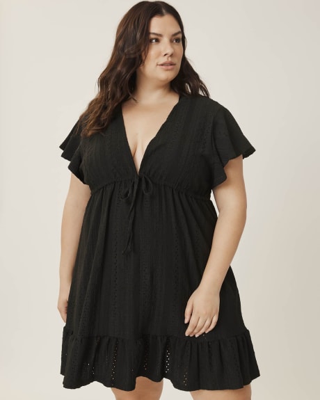 Cover-Up Dress with Fluttered Sleeves and Hem - Cover Me