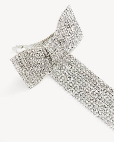 Rhinestone Bow-Shaped Hair Barrette - Addition Elle