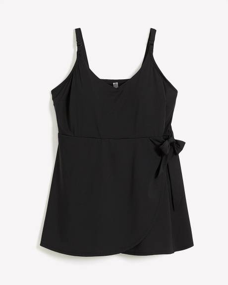 Black Swimdress with Side Waist Tie
