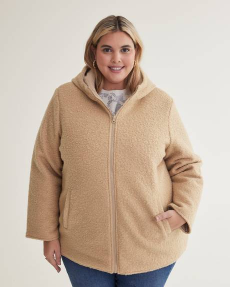 Manteau réversible matelassé-sherpa, tissu responsable