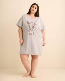 Heather Gray Bambi Short-Sleeve Sleepshirt with Lace Trim - ti Voglio