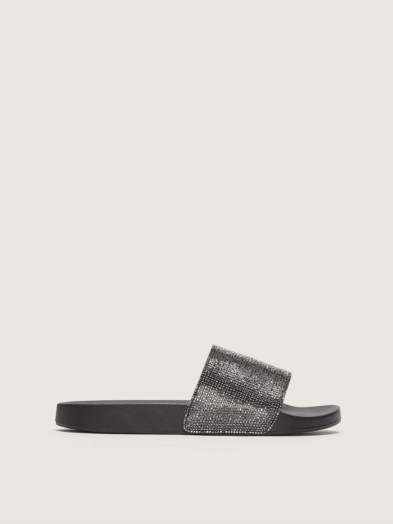 Wide Flat Glitter Sandals | Penningtons