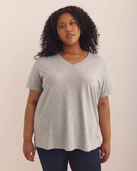 T-shirt col en V, coupe boyfriend - Essentiels PENN.