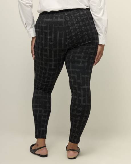 Textured Black Plaid Legging with Side Slit - PENN. Essentials