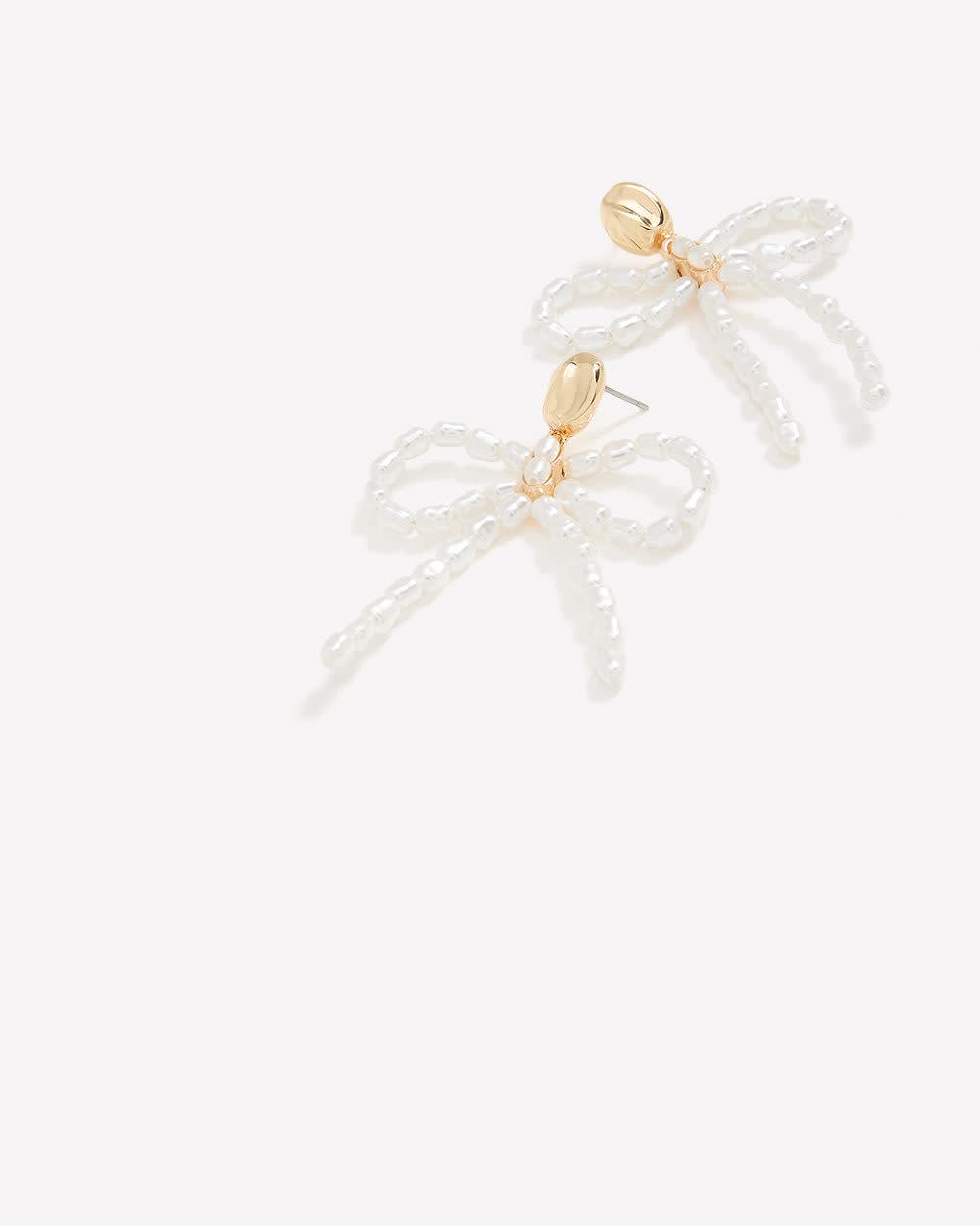 Bow Shape Earring with Pearls