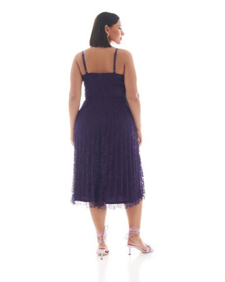 Lace Midi Dress with Pleated Skirt - Addition Elle