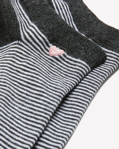 Ankle Socks with Stripes and Heart Print