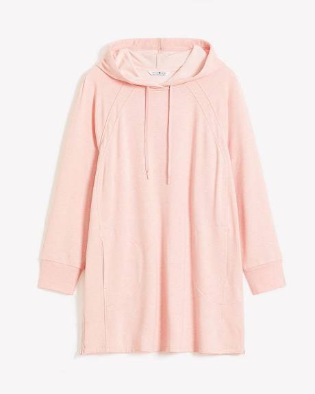 Hooded Fleece Tunic with Cut and Sew Details - Active Zone