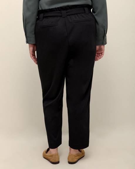 Petite, Black Paper Bag Tapered-Leg Pants