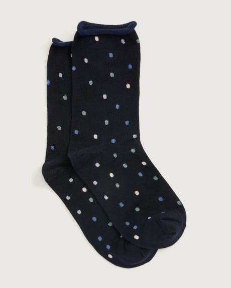 Rolled Edge Socks, Dot Print - In Every Story