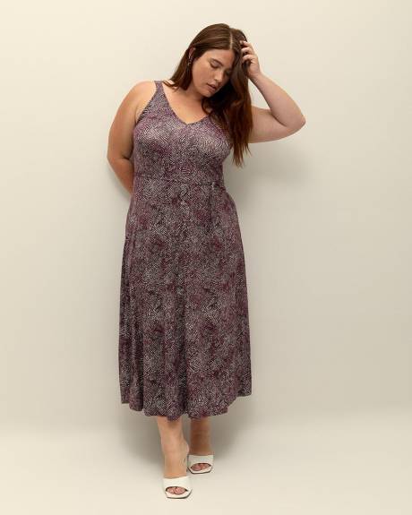 Robe longue évasée sans manches avec ceinture, tissu responsable