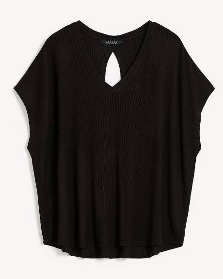 Ribbed Knit Loose Pyjama Top with Crossover Back - ti Voglio