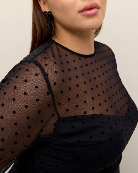 Black Long-Sleeve Sweetheart Midi Dress - Addition Elle