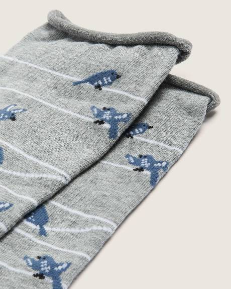 Crew Socks with Bird Print