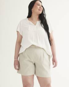 White Flutter Sleeve Crochet Blouse