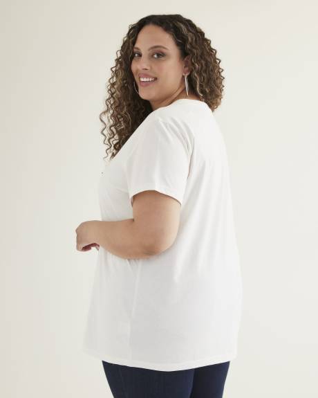 Cotton Blend Tee with Snoopy Print