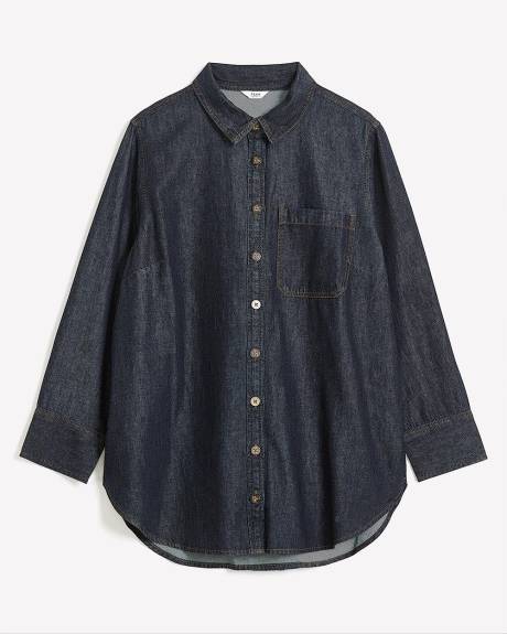 Denim Buttoned Down Tunic Shirt