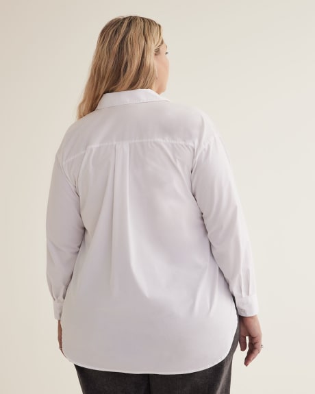 Poplin Tunic Shirt with High-Low Hem