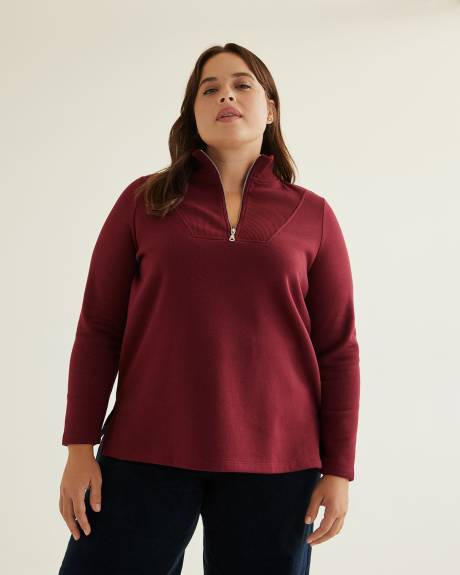 Mock-Neck Long-Sleeve Sweatshirt
