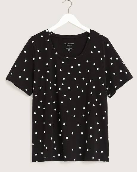 T-shirt imprimé à manches courtes et encolure ronde, coupe silhouette