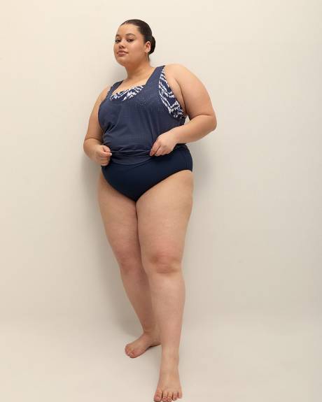 Fooler Tankini Top with Herringbone-Print Bandeau