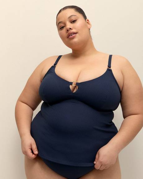 Dark Ribbed V-Neck Tankini Top