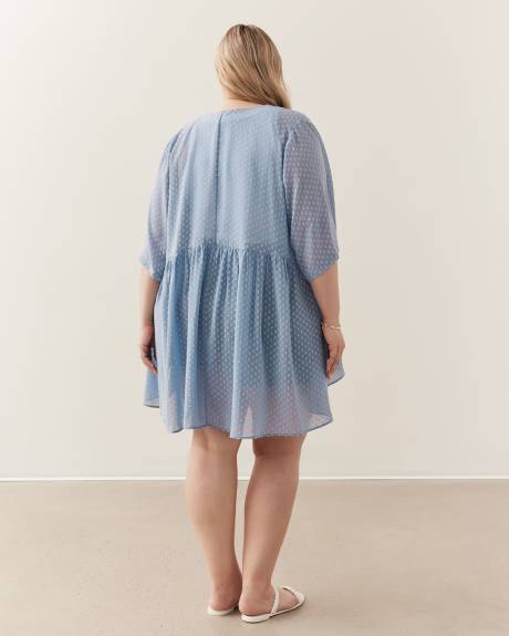 Kimono à pois texturés avec manches mi-longues