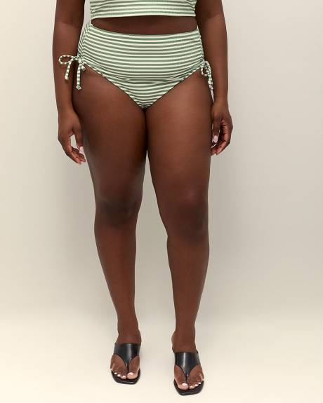 Mid-Rise Cheeky Ribbed Swim Brief with Side Ties