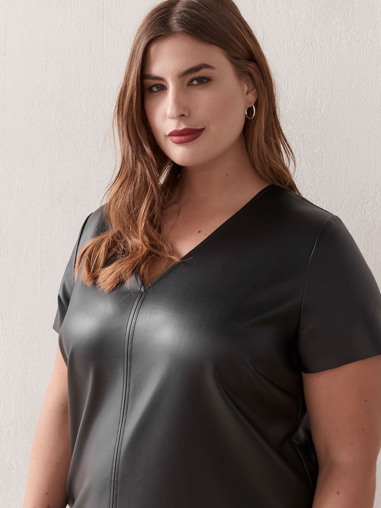 short sleeve leather dress
