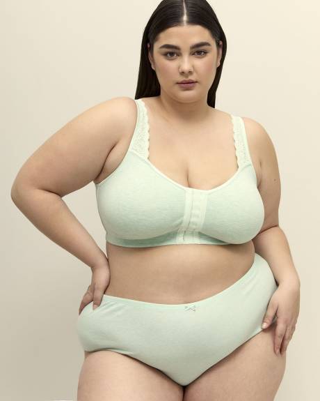 Front-Closure Mint Heather Cotton Bra - ti Voglio