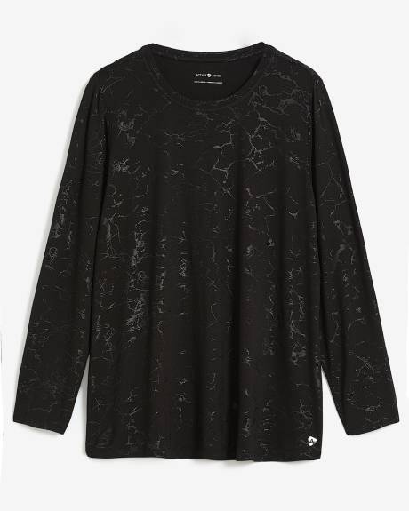 T-shirt imprimé à manches longues avec encolure ronde, tissu imprimé - Active Zone
