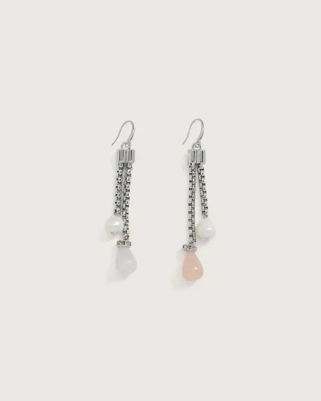 Boucles d'oreilles pendantes avec perles et pierres de verre