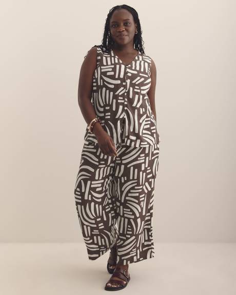 Blouse boutonnée sans manches à encolure en V