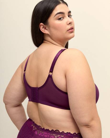 Underwire Purple Balconette Bra with Mesh Trim - Déesse Collection