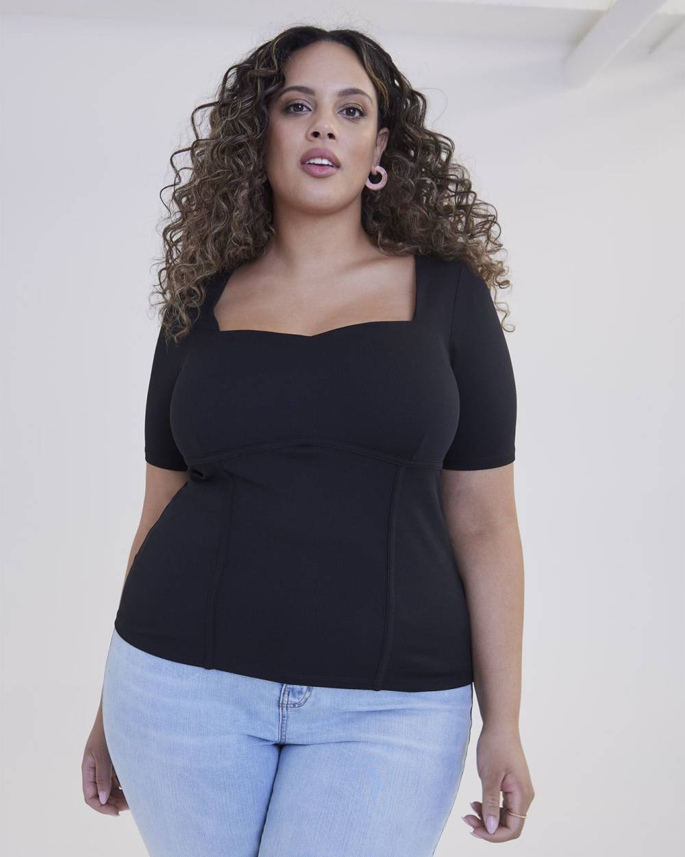 Sweetheart Neckline Bustier Knit Top - Addition Elle