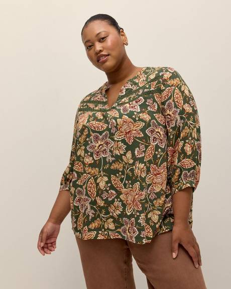 Responsible, Split-Neck Floral Blouse