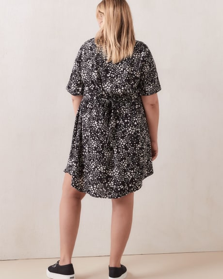 A-Line Printed Dress With Tied Waist - In Every Story