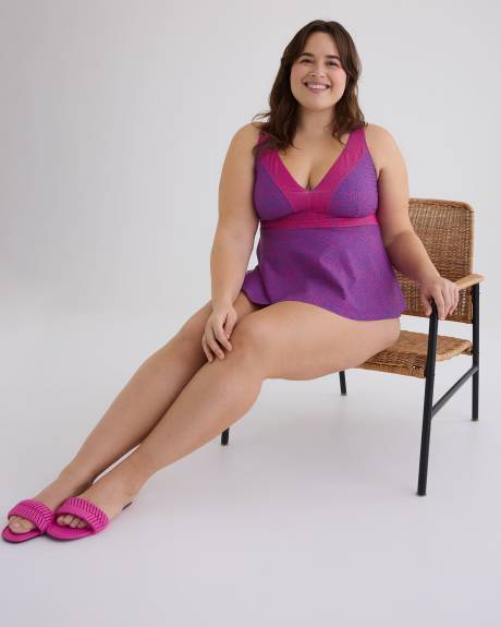 Two-Tone Ruffled Tankini