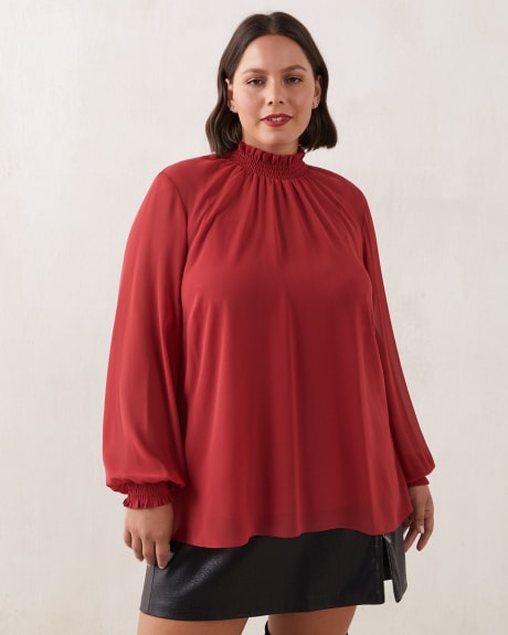 Sheer Blouse With Mock Neck and Cami - Addition Elle