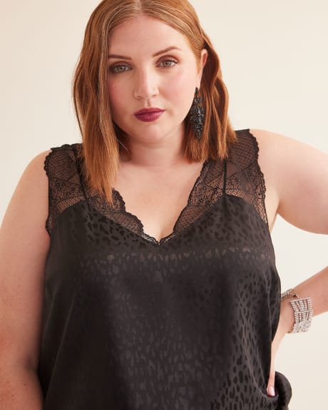 Black Sleeveless Blouse with Lace Shoulders