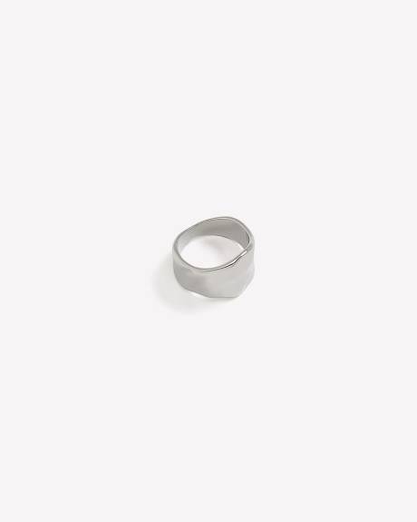 Silver Uneven Hammered Ring