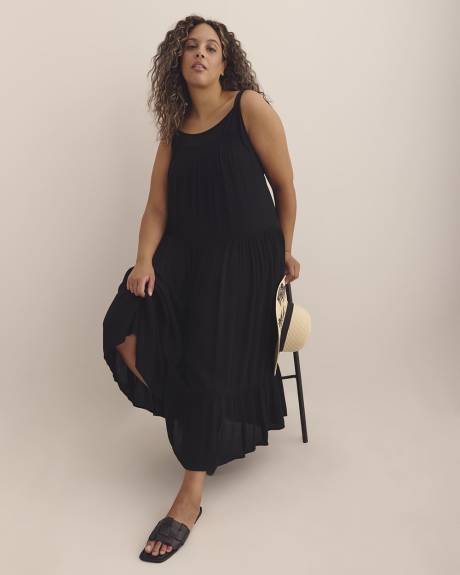 Long Crinkle Swim Cover-Up Dress